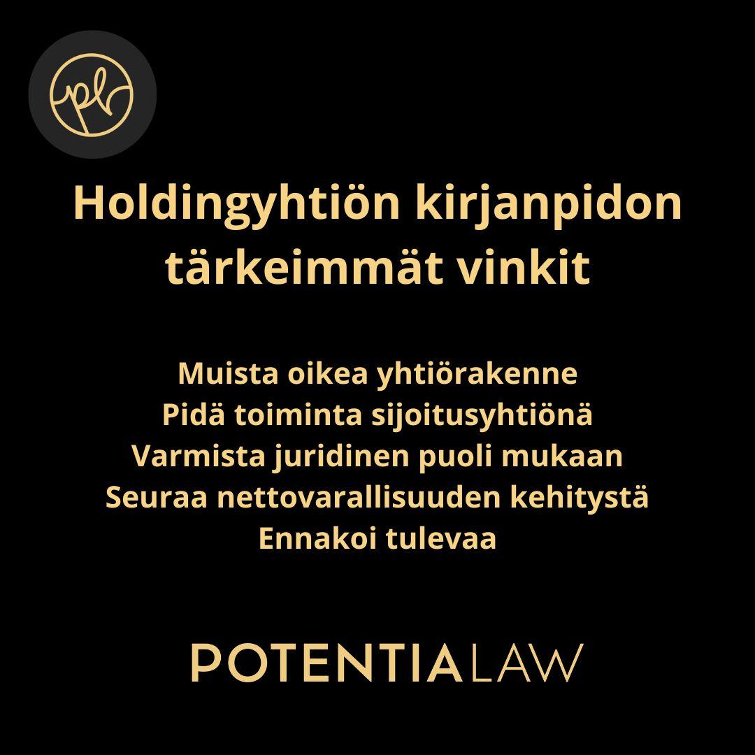 Holdingyhtiön kirjanpidon tärkeimmät vinkit mustalla pohjalla ja kultaisella tekstillä
