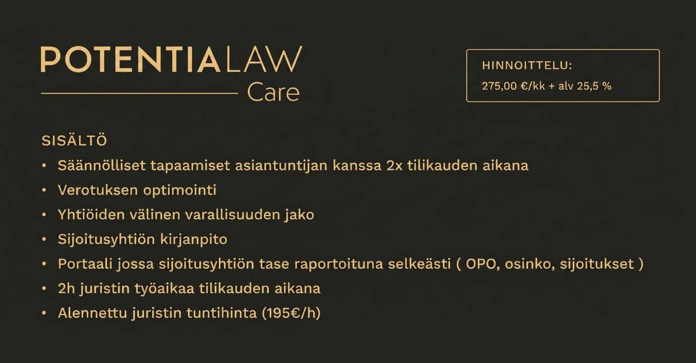 potentialaw care palvelun sisältö