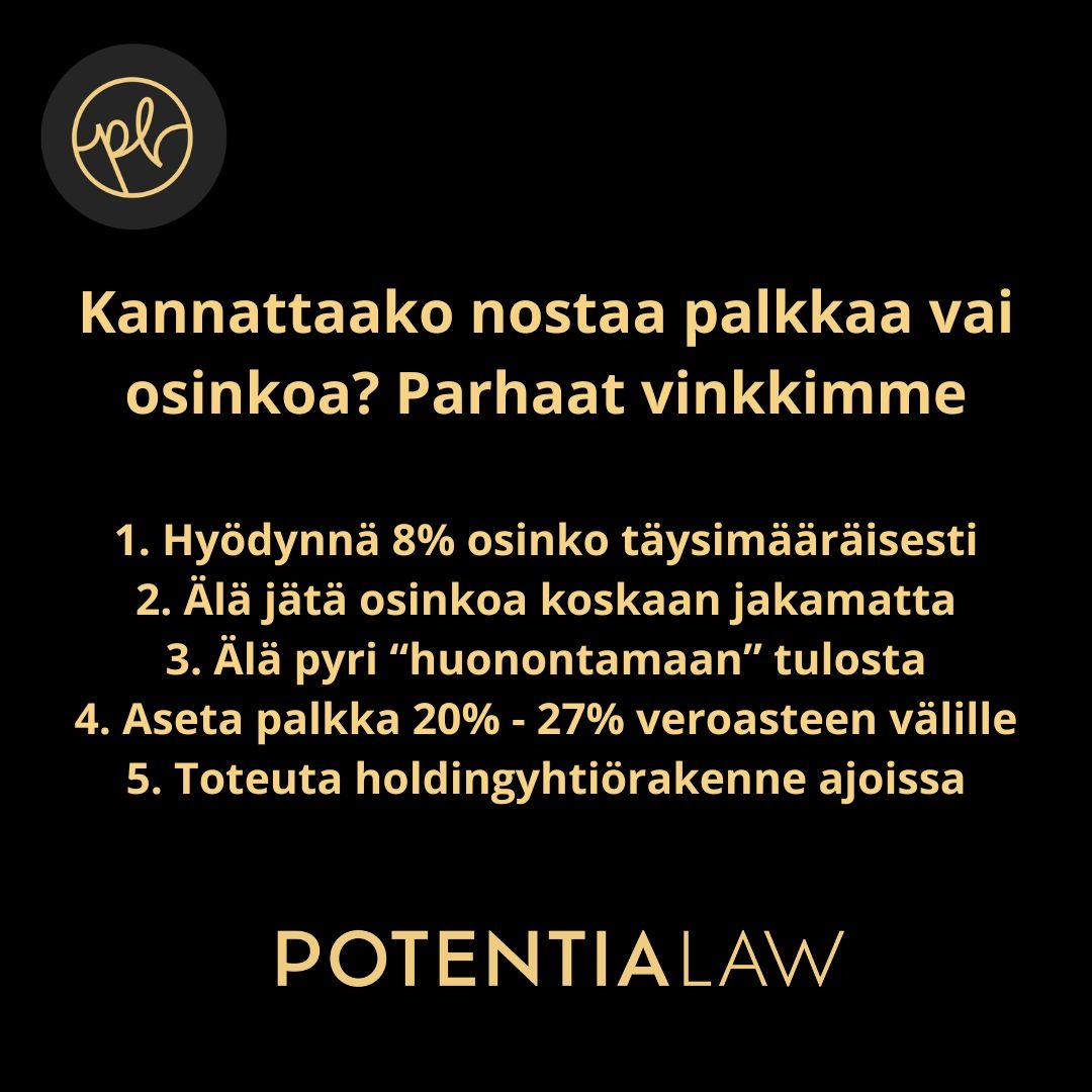 Kannattaako nostaa palkkaa vai osinkoa